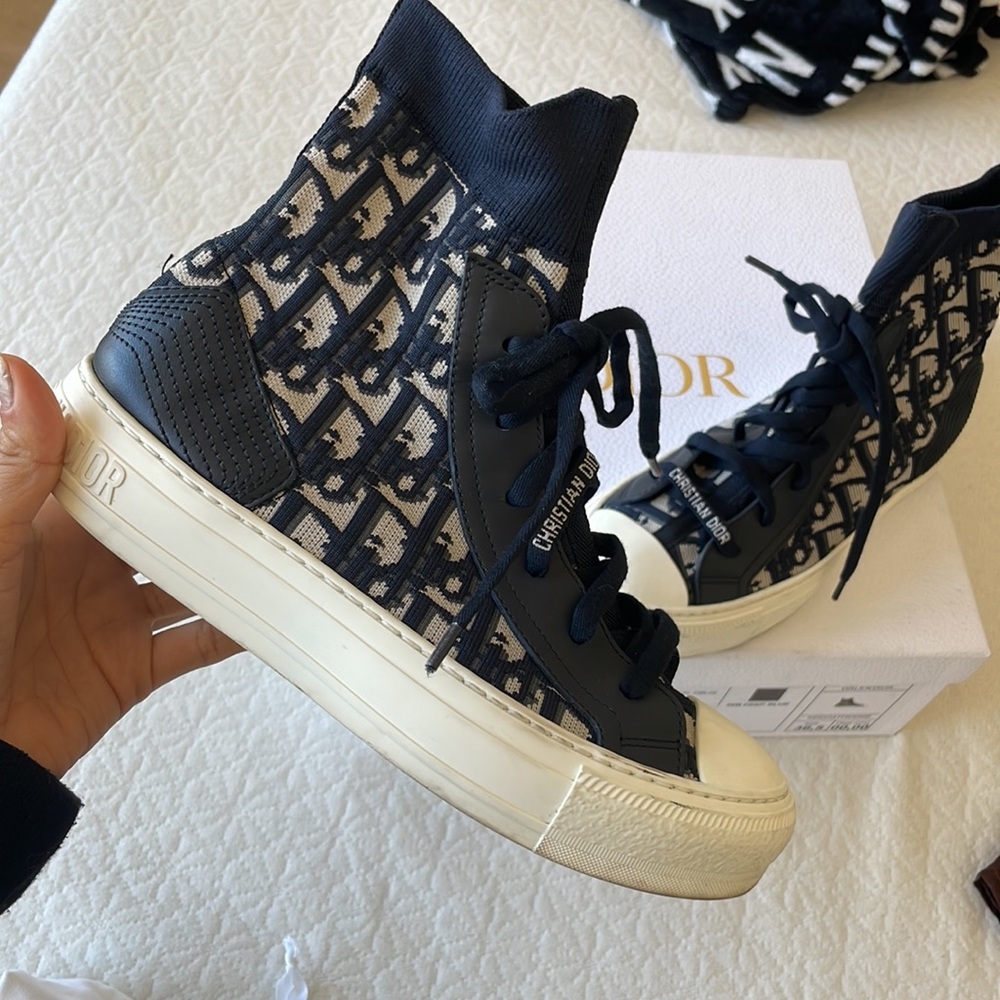 🫐 Christian Dior logo walk n dior lace high top shoes 🫐
